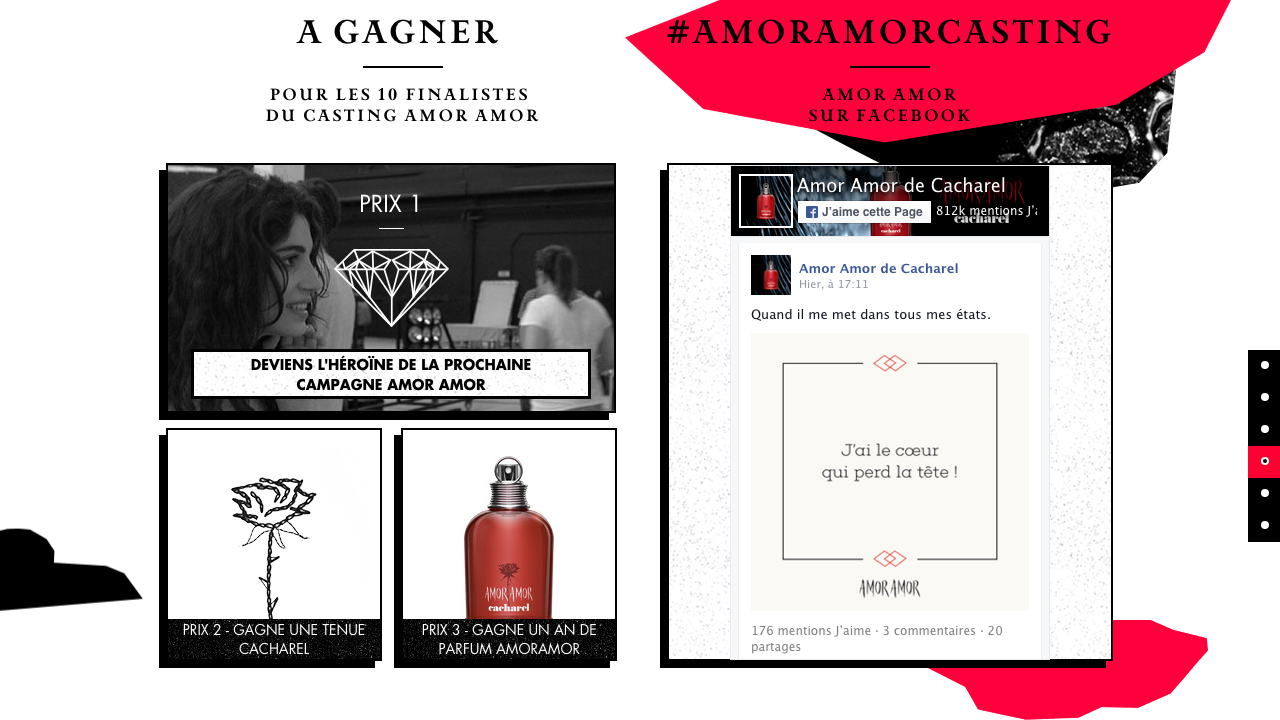 site pour le casting de l'égérie du parfum amor amor