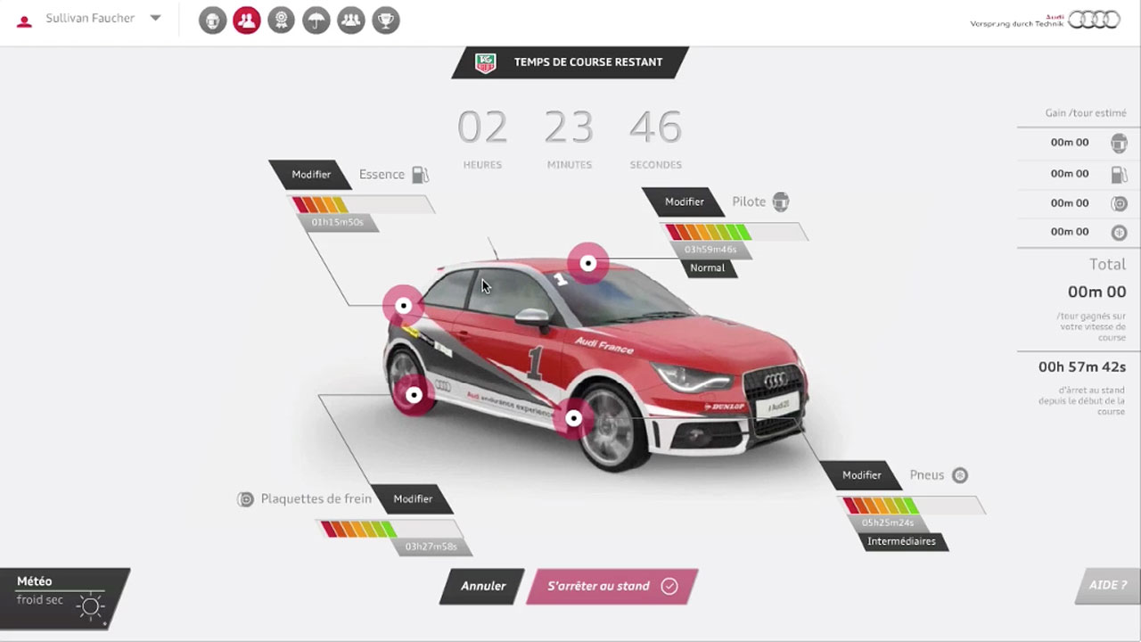 audi endurance experience temps de course restant
