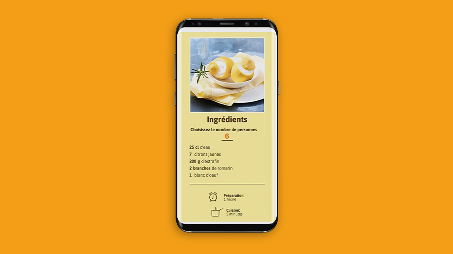 Capture d'une recette du site dans un mobile