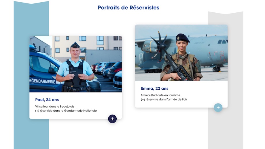 Capture de la page "nos reservistes" de la Garde Nationale