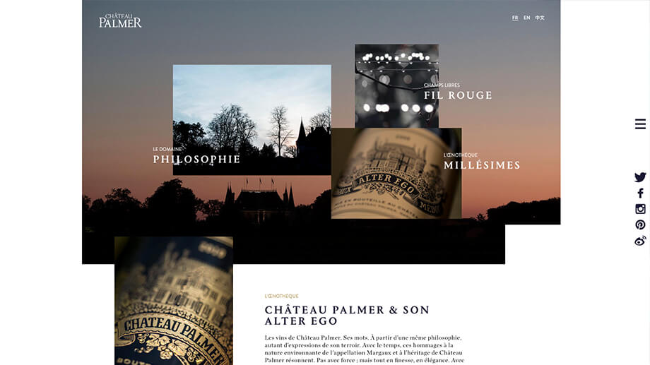 Page d'accueil du site Château Palmer