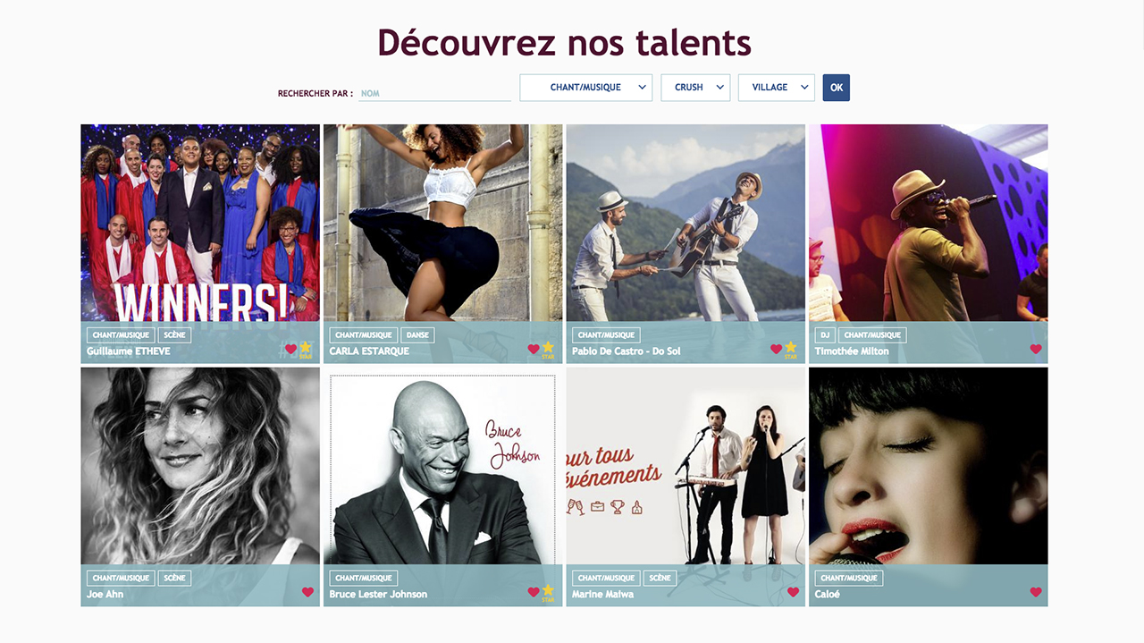 Club Med talent, présentation des artistes