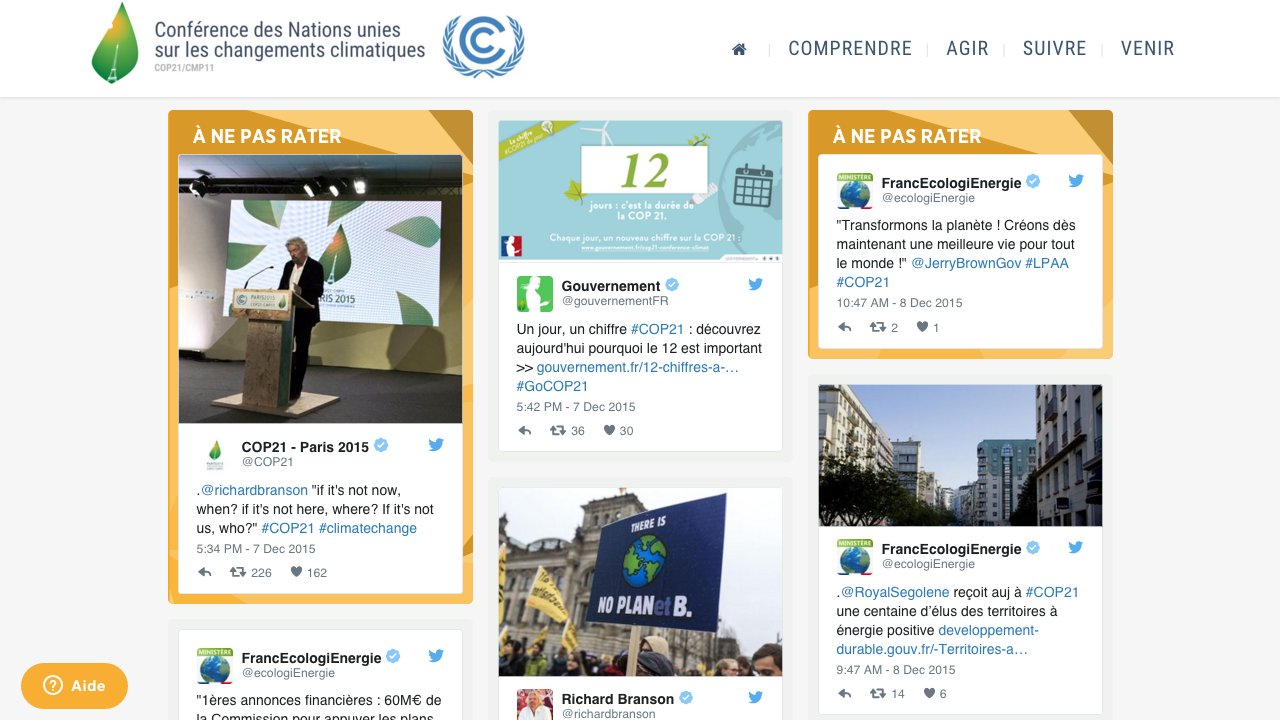 Visuel du social wall de la COP21