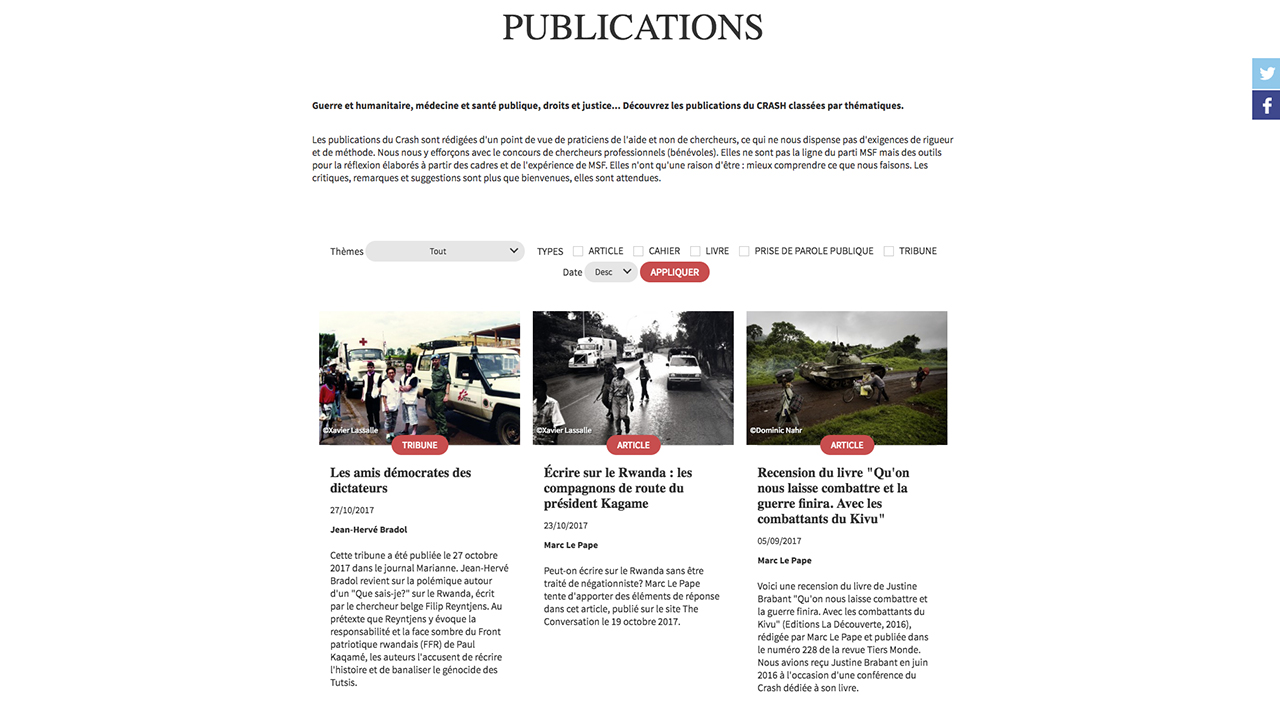 Les articles du site MSF crash