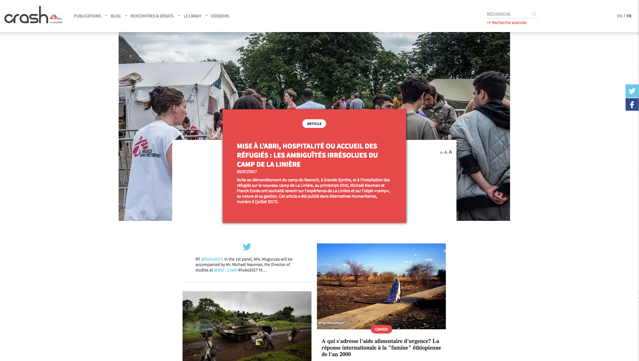 Home du site MSF CRASH