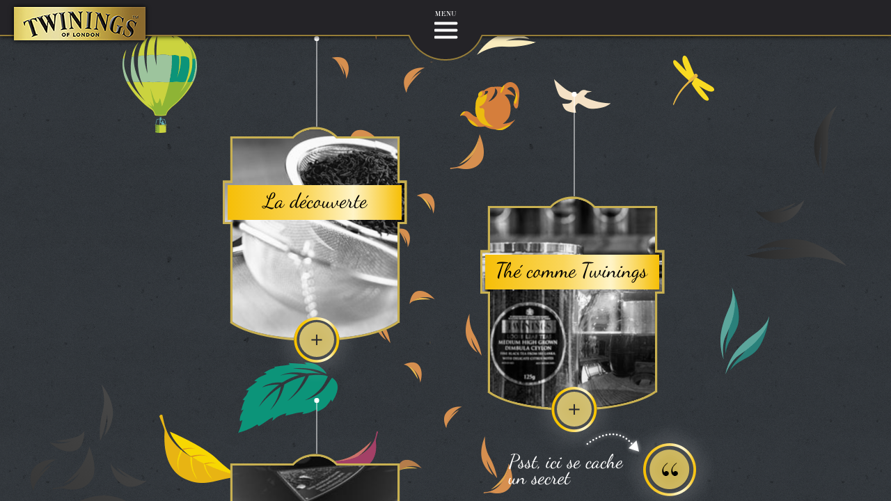 Visuel du design de présentation des thés Twinings du site mytwinings.fr