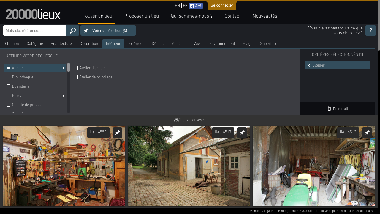 20000 lieux site internet critères filtres